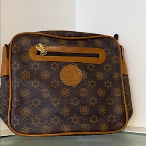 Brown and Tan Patterned Crossbody Bag